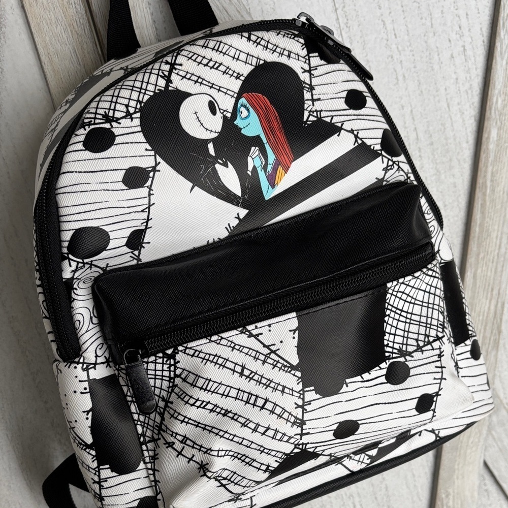 Disney Nightmare Before Christmas Jack & Sally Patchwork Mini Backpack